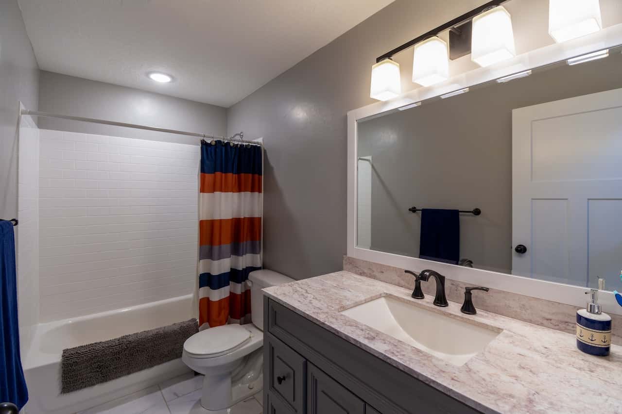 colourful striped shower curtain