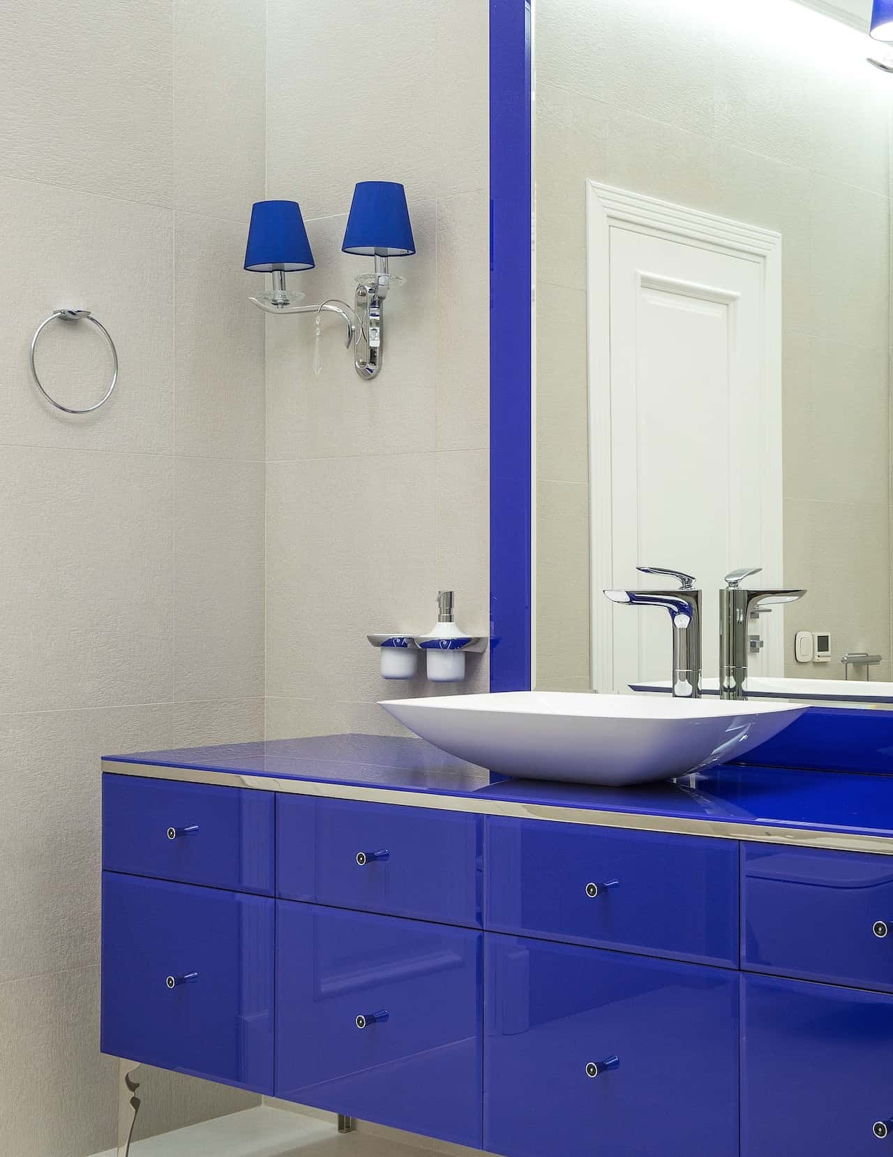 colourful washroom countertops