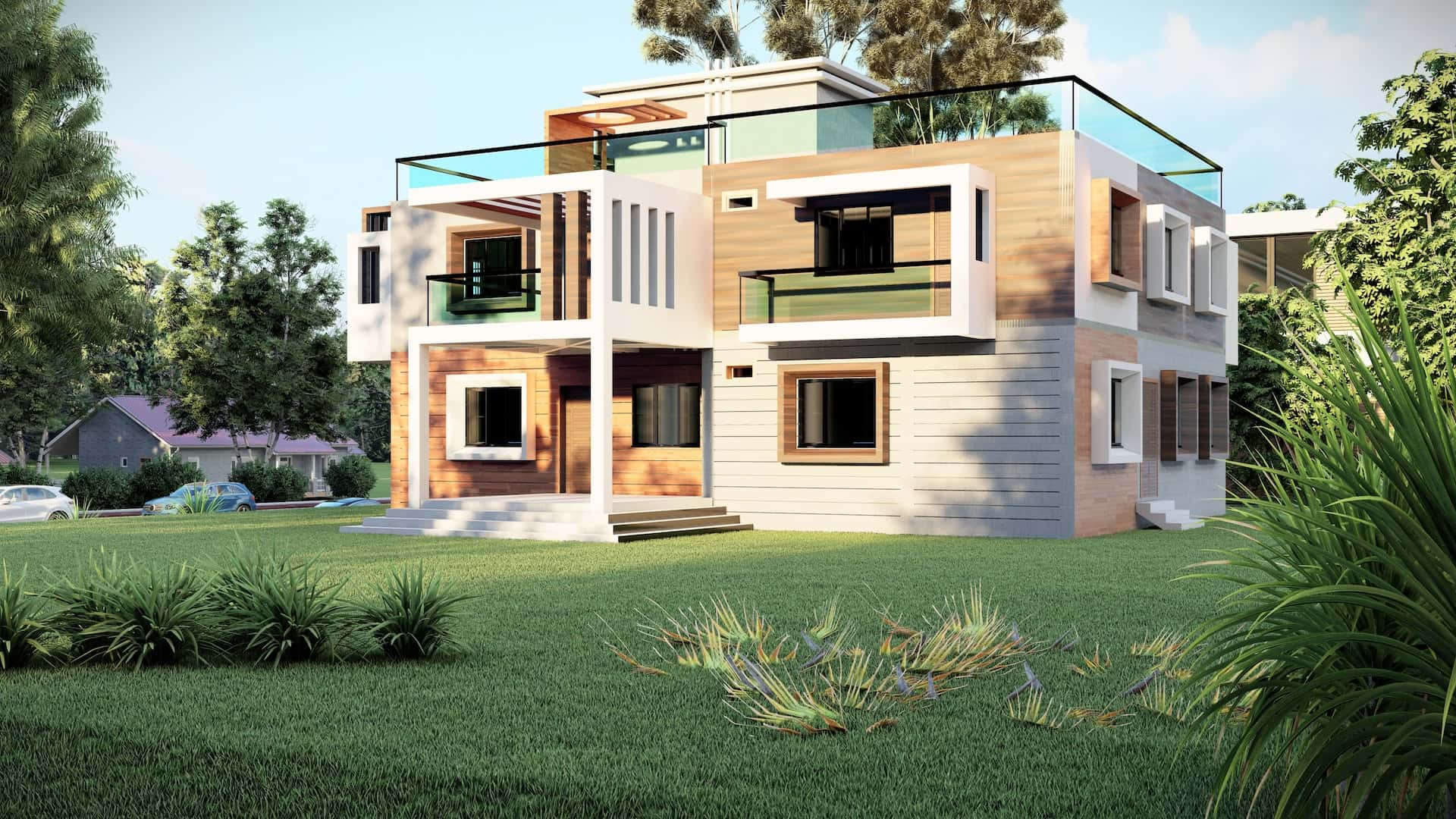 contemporary style house elevation design