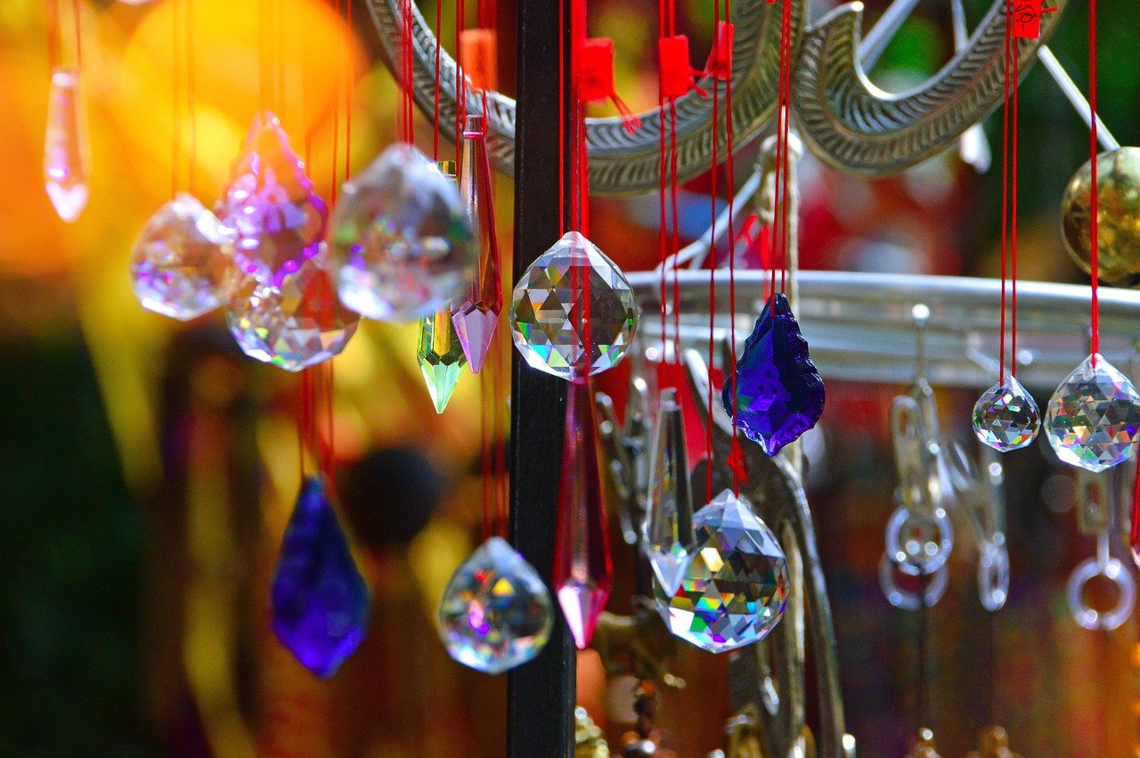 Colorful crystal wind chimes vastu decor to amplify luck and positive energy flow