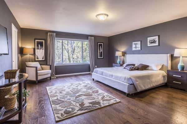 dark bedroom wooden flooring