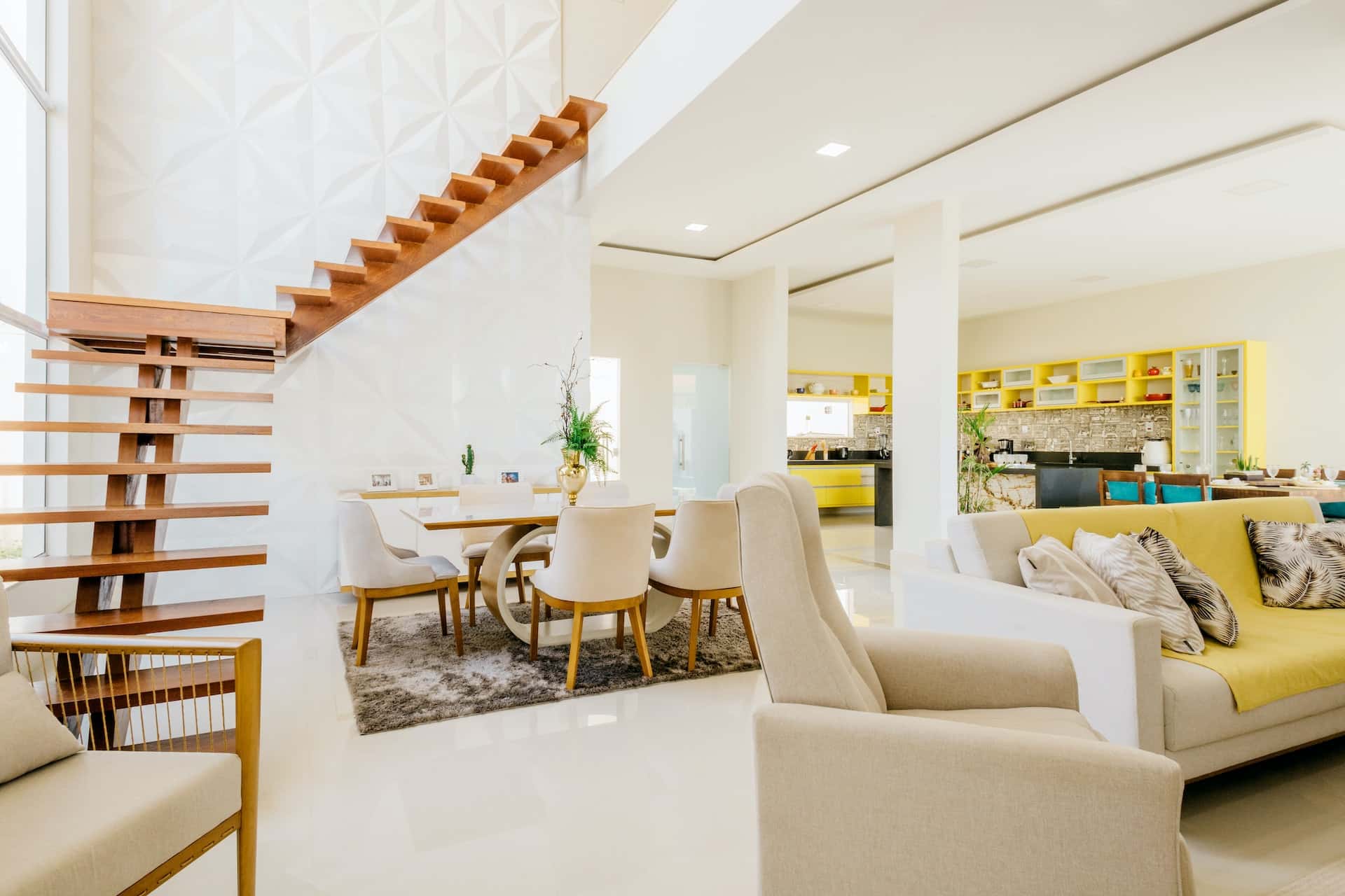 double height living room wall design