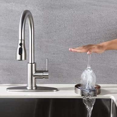 Kitchen tap designs with modern sink mounted glass washer