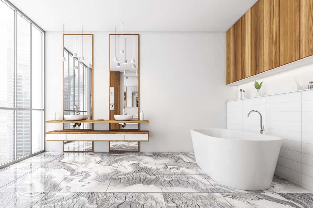 graphic patterned bathroom tiles