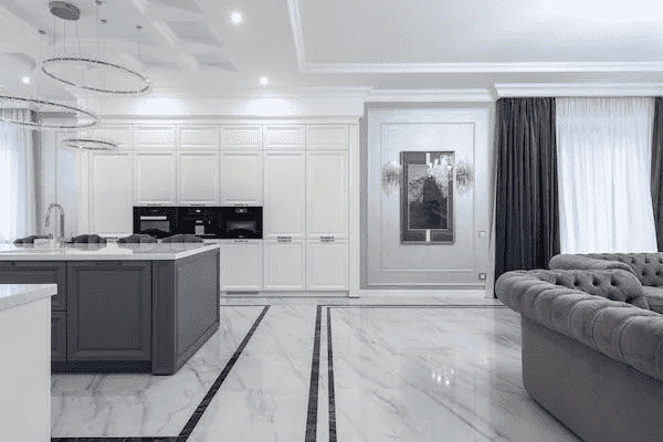 marble floor with double-line border