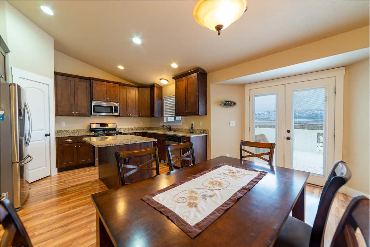 minimalist slanting wooden dining room ceiling design