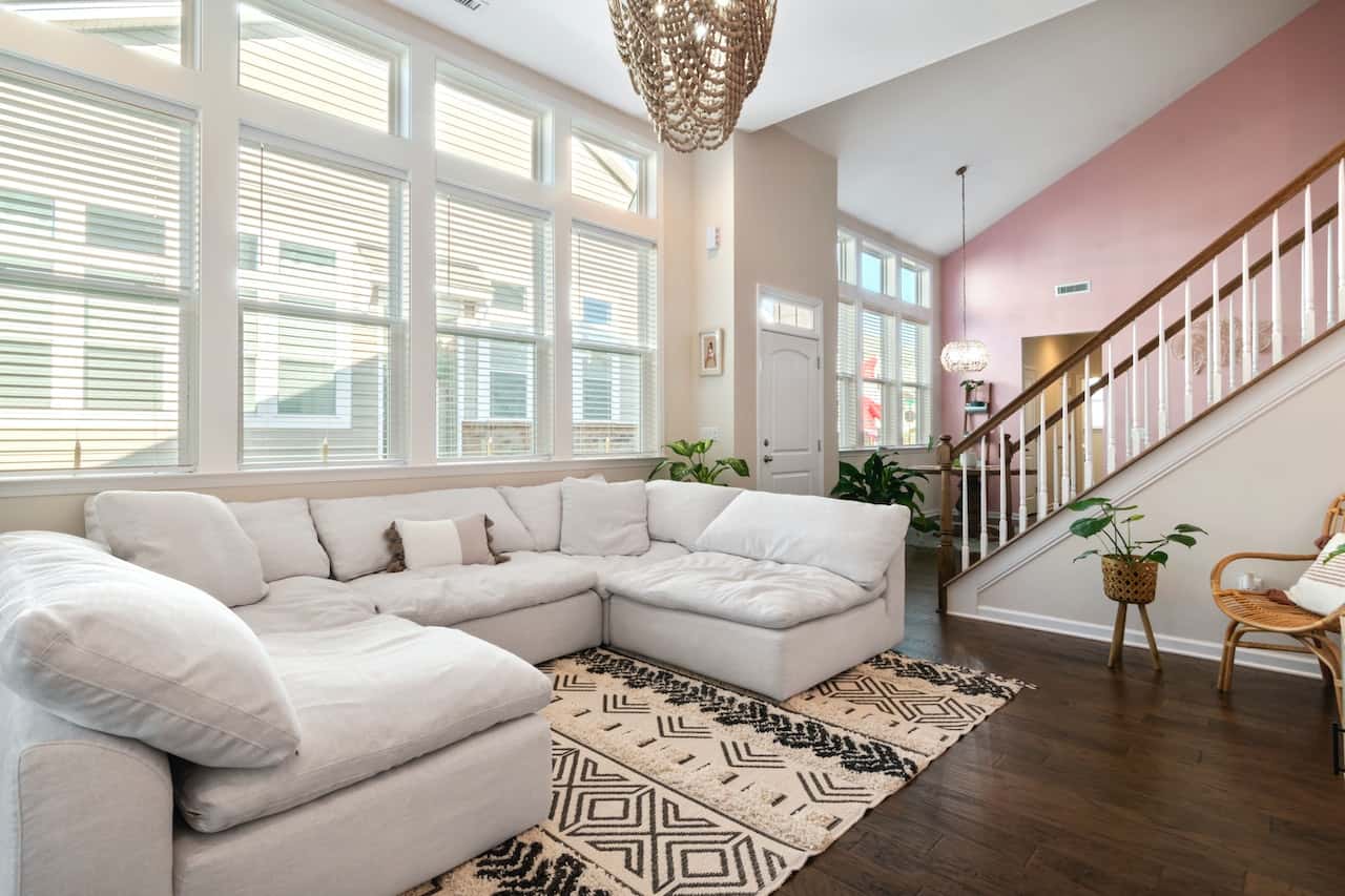 modern double height living room