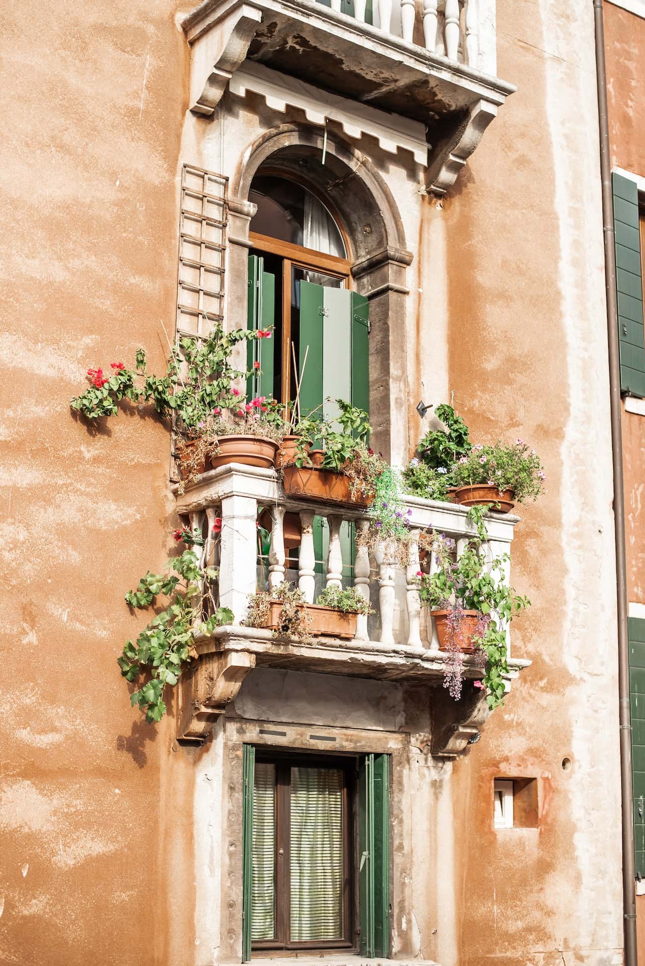 old stone balconies plant