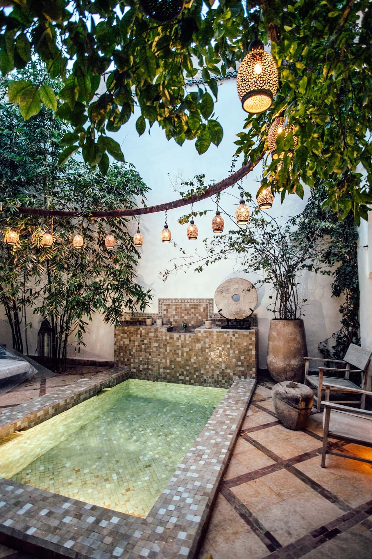 open terrace design with a pool