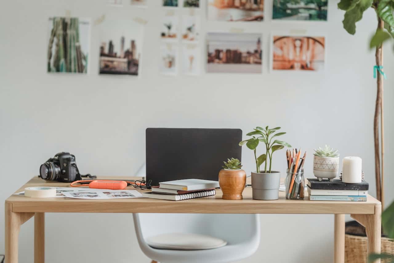 photo wall above working desk
