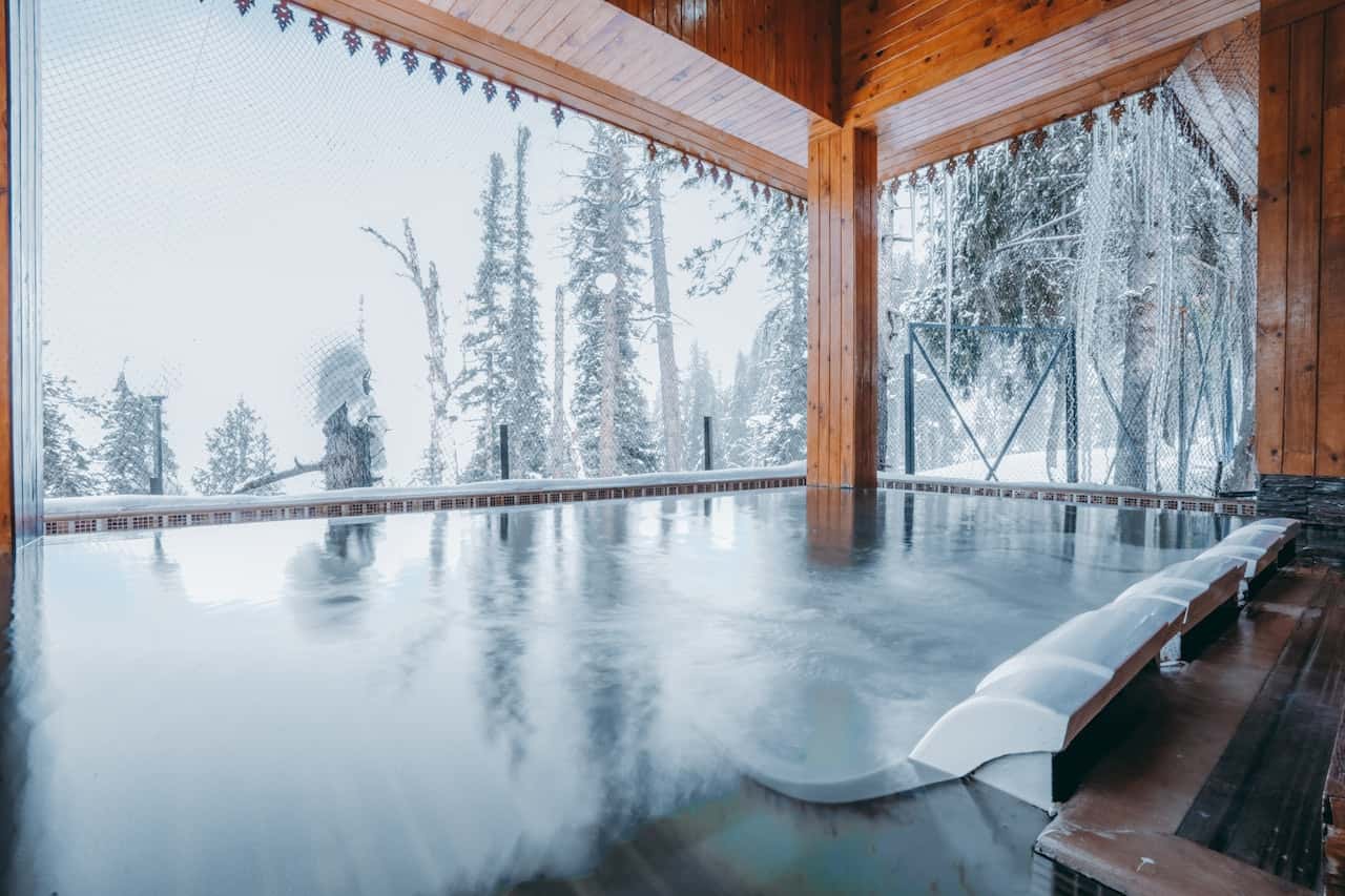 Pool With a Wooden Enclosure