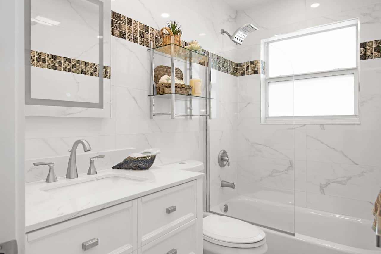 solid corian washroom countertops