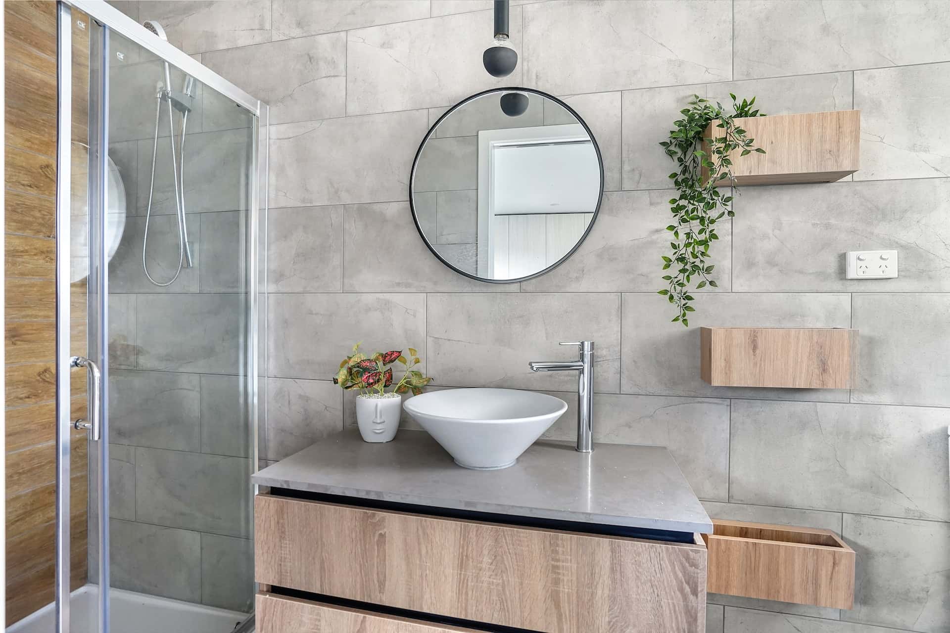 stone finish washroom countertops
