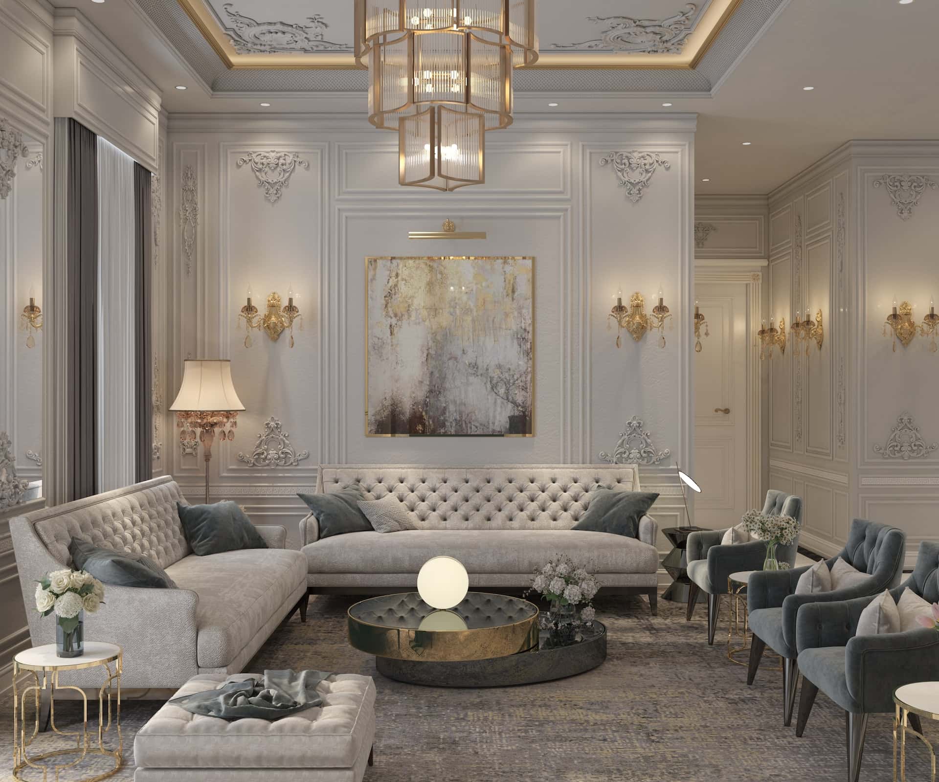traditional double height living room