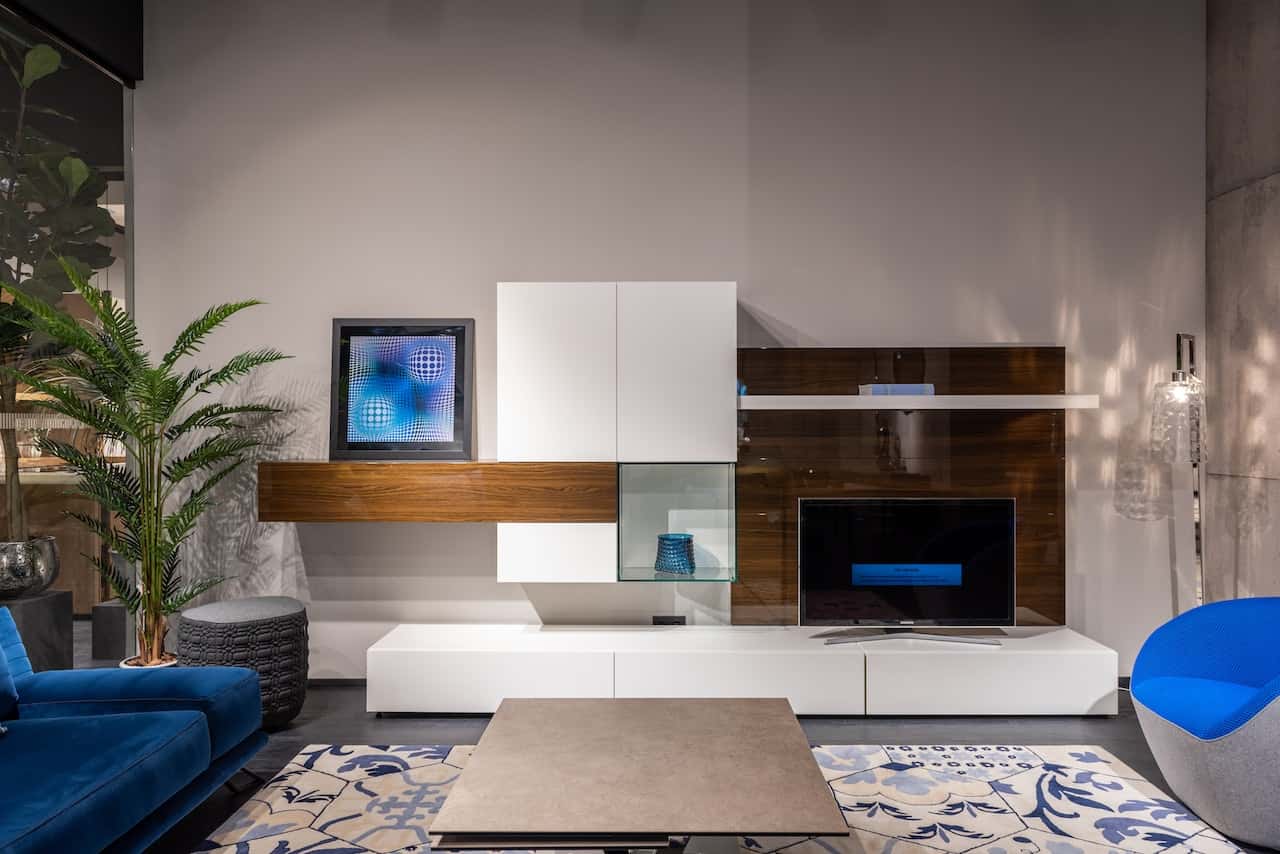 vibrant storage wall for tv