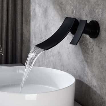Unique black kitchen tap designs with curved water flow