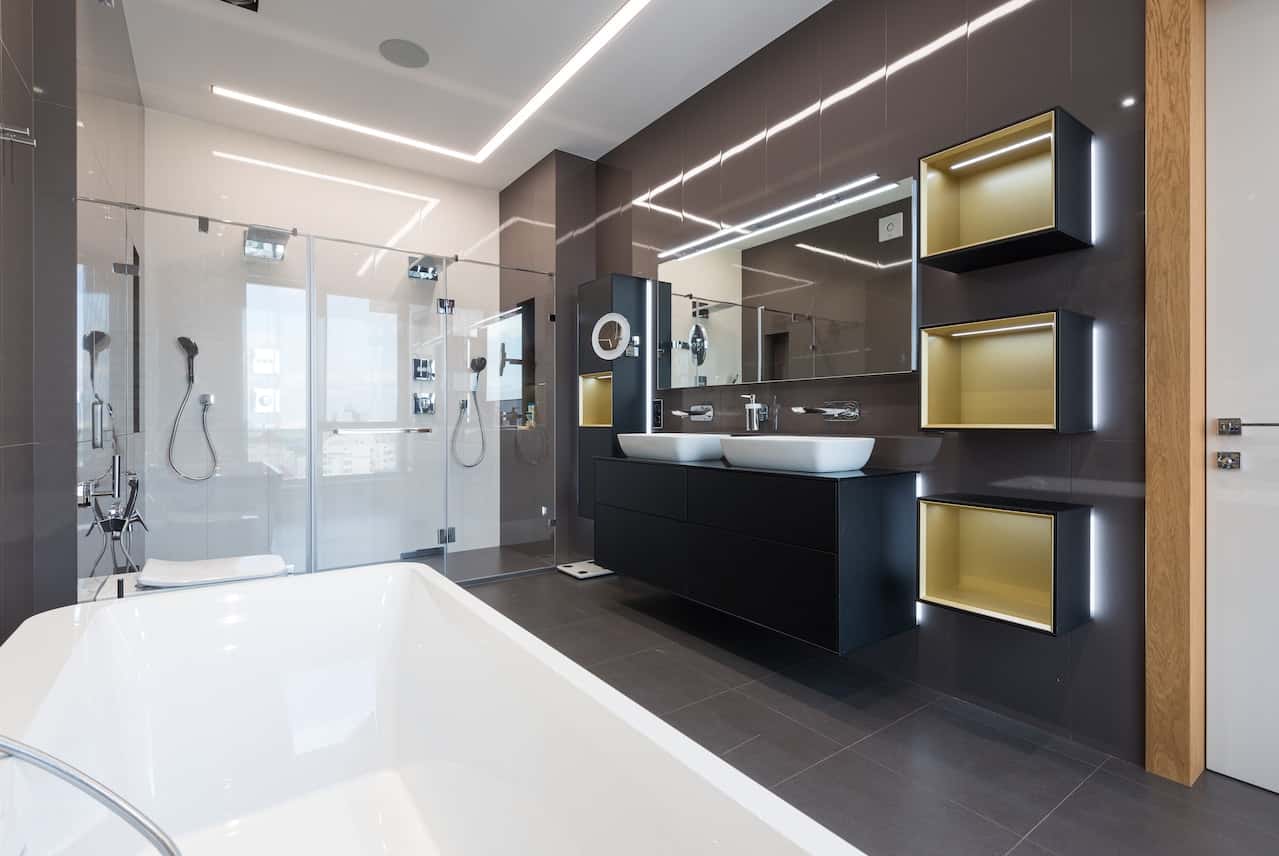 well-lit bathroom