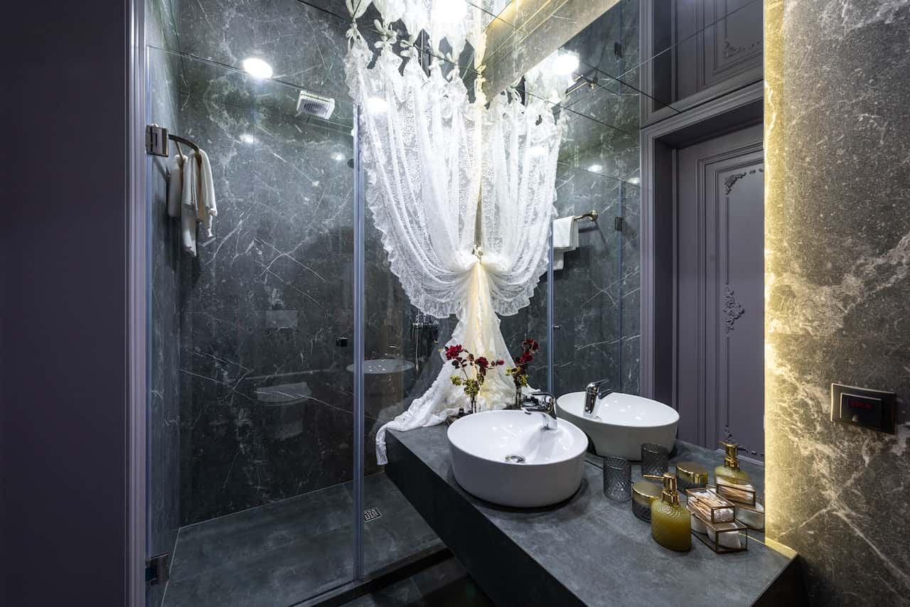 white lace shower curtains