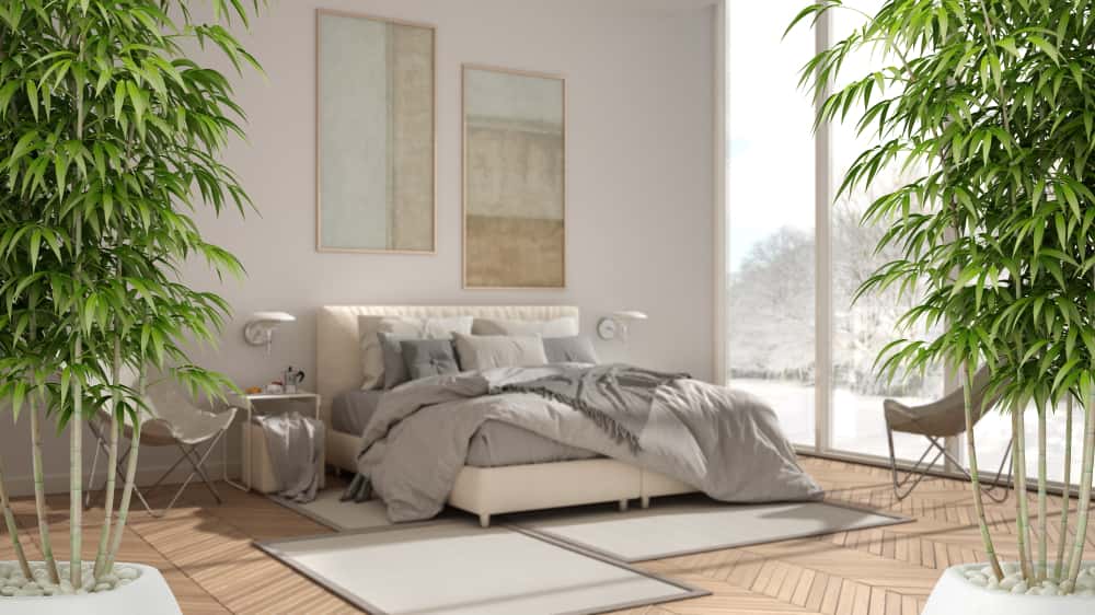 Zen Style Bedroom Glass Wall Design
