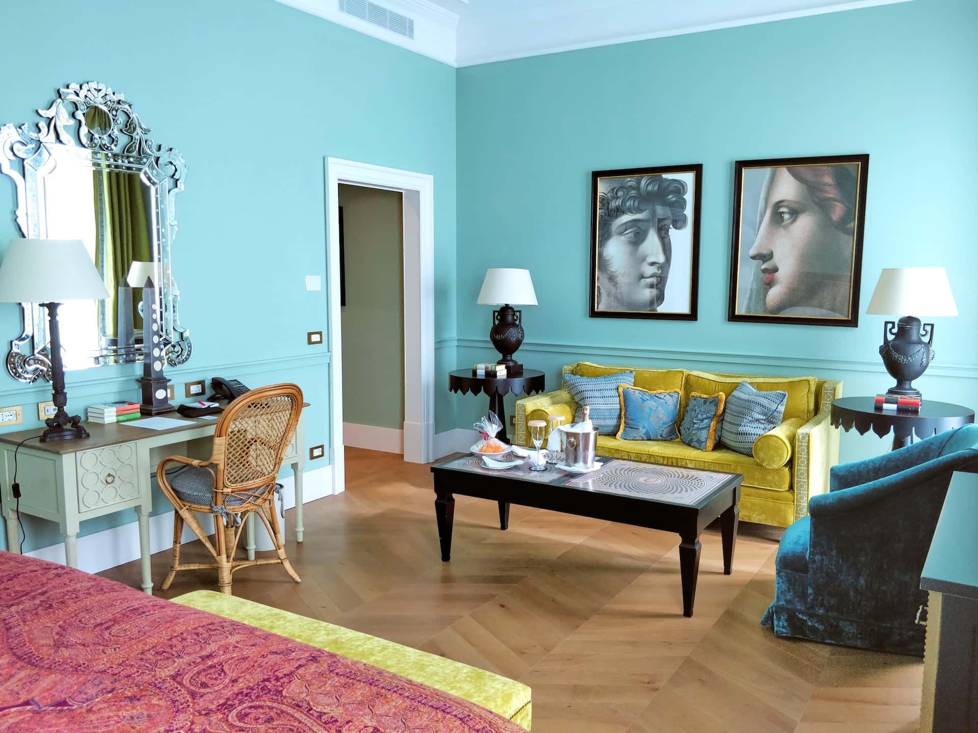 aquamarine blue wall painting