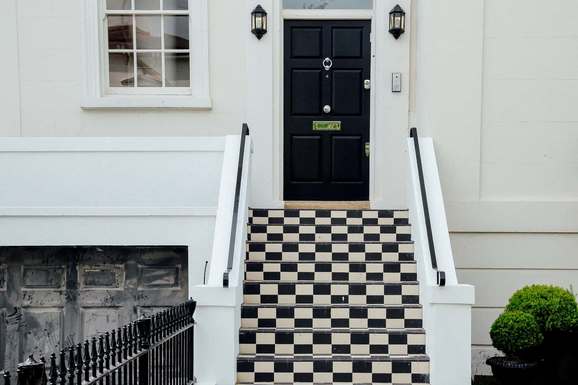 black-and-white pattern stairs