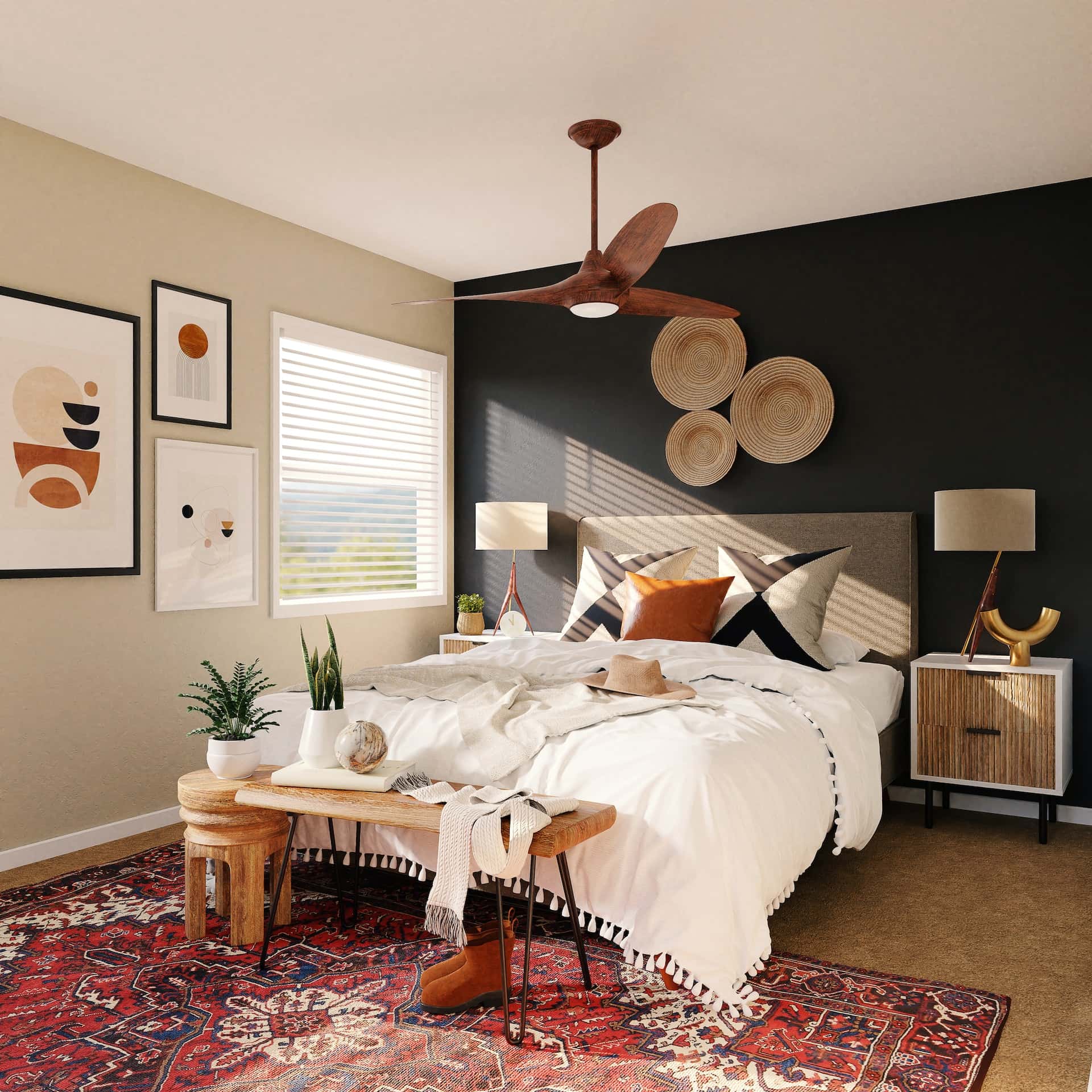 black bedroom wall design