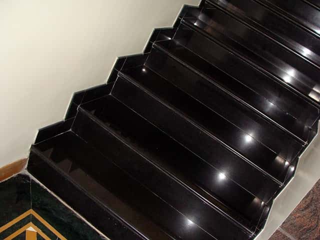 black granite stairs