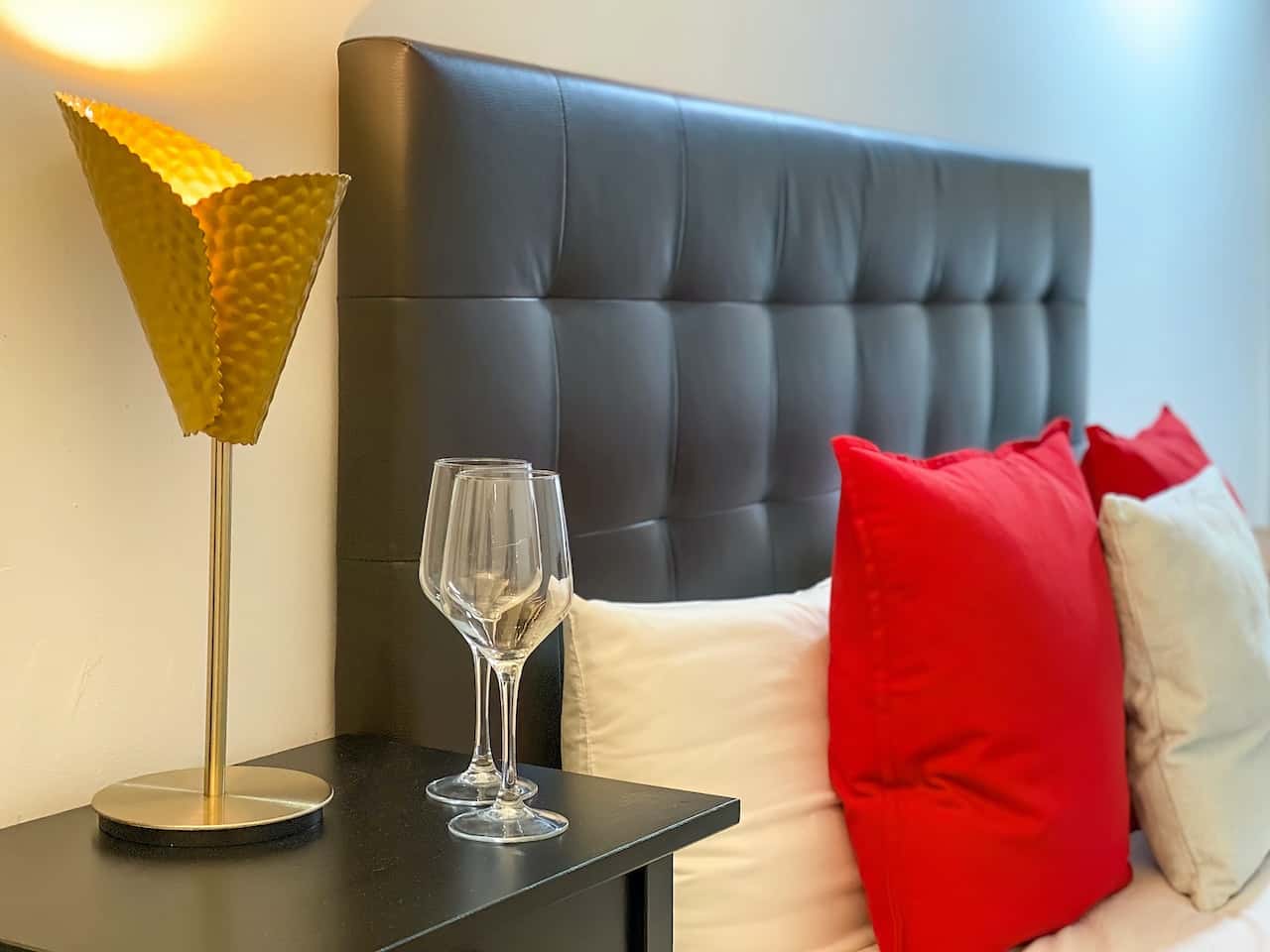 black leather headboard