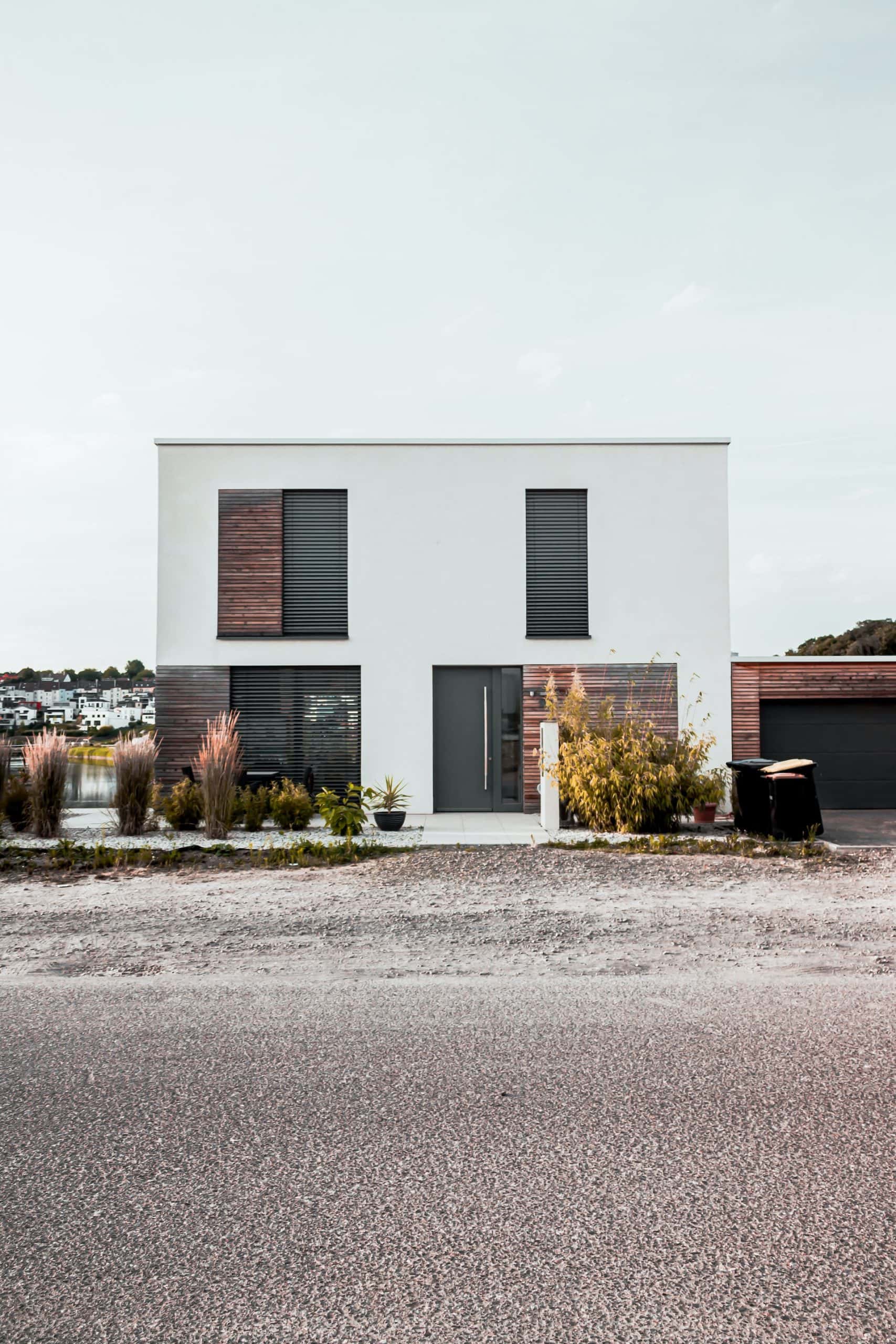 box type house design with wooden enclave