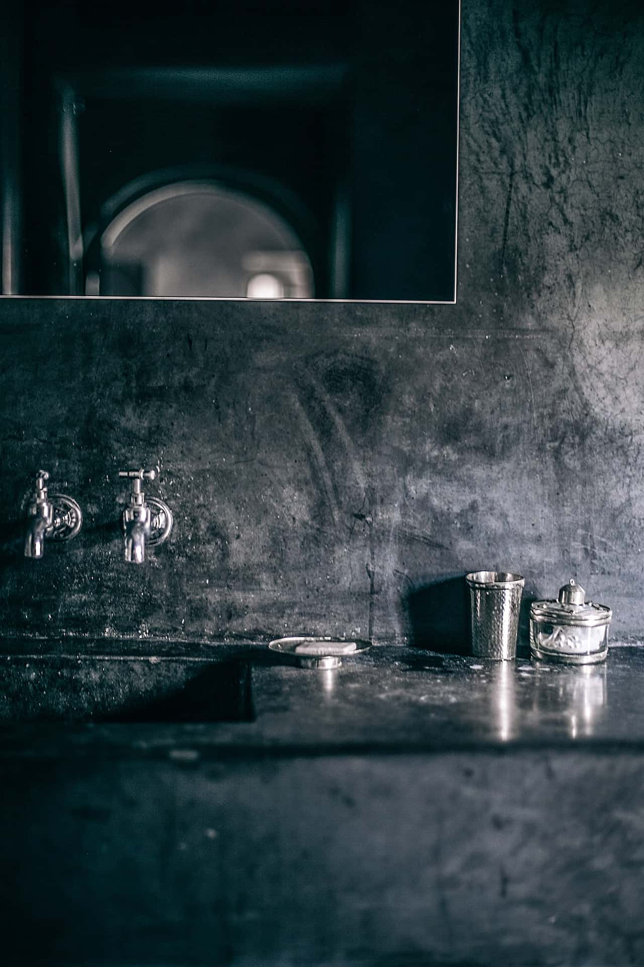 chalkboard-style black bathroom