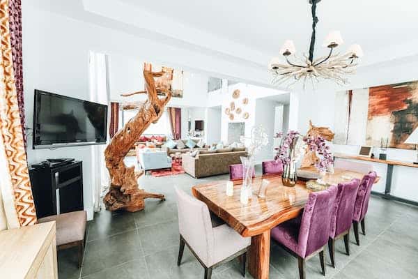 curved wooden dining table design