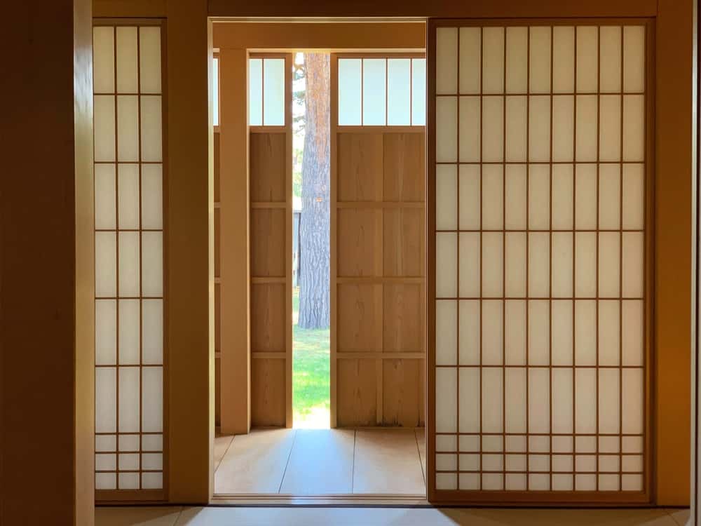 Shoji-style screen door designs in sliding panel layout