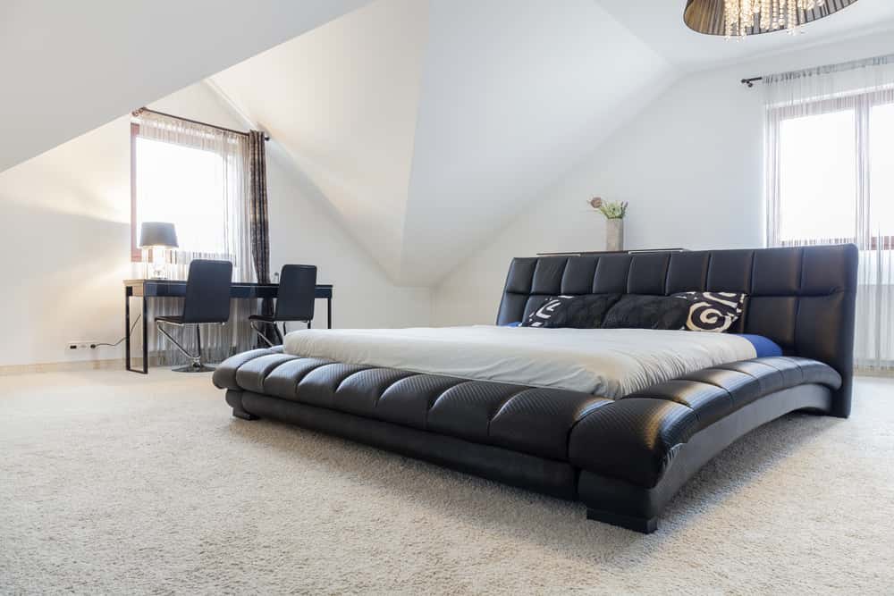 faux leather platform bed