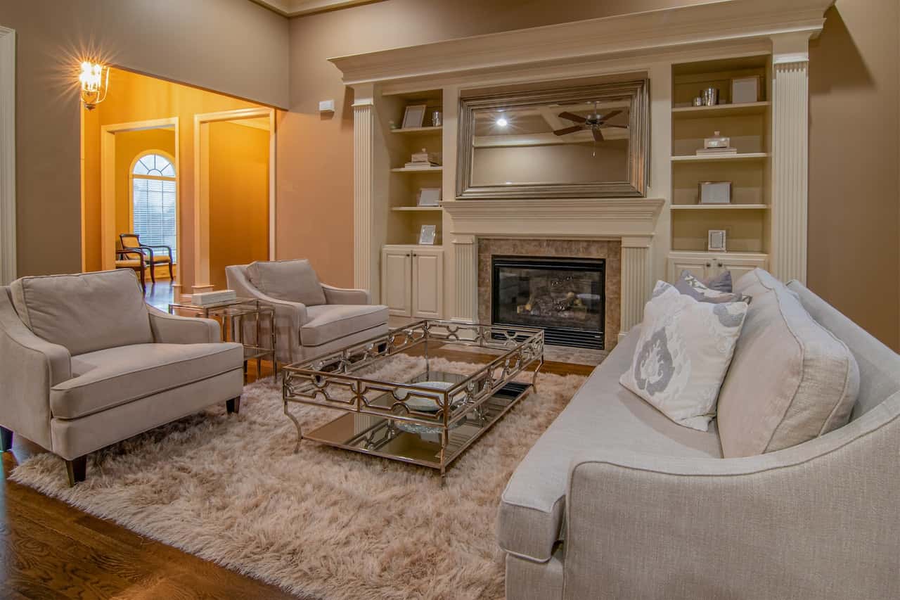 fireplace with a marble effect