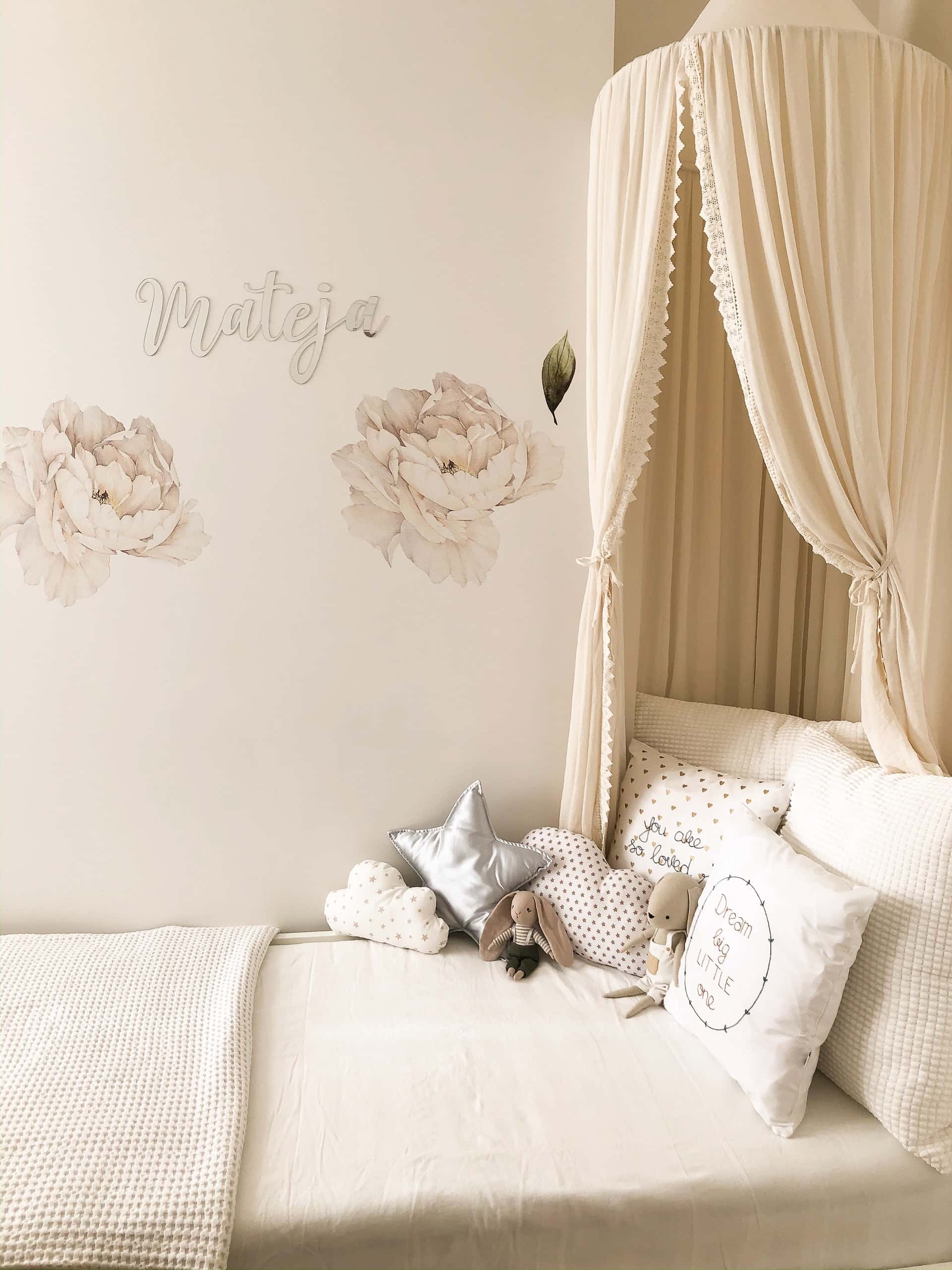 floral decals in a pretty peach
