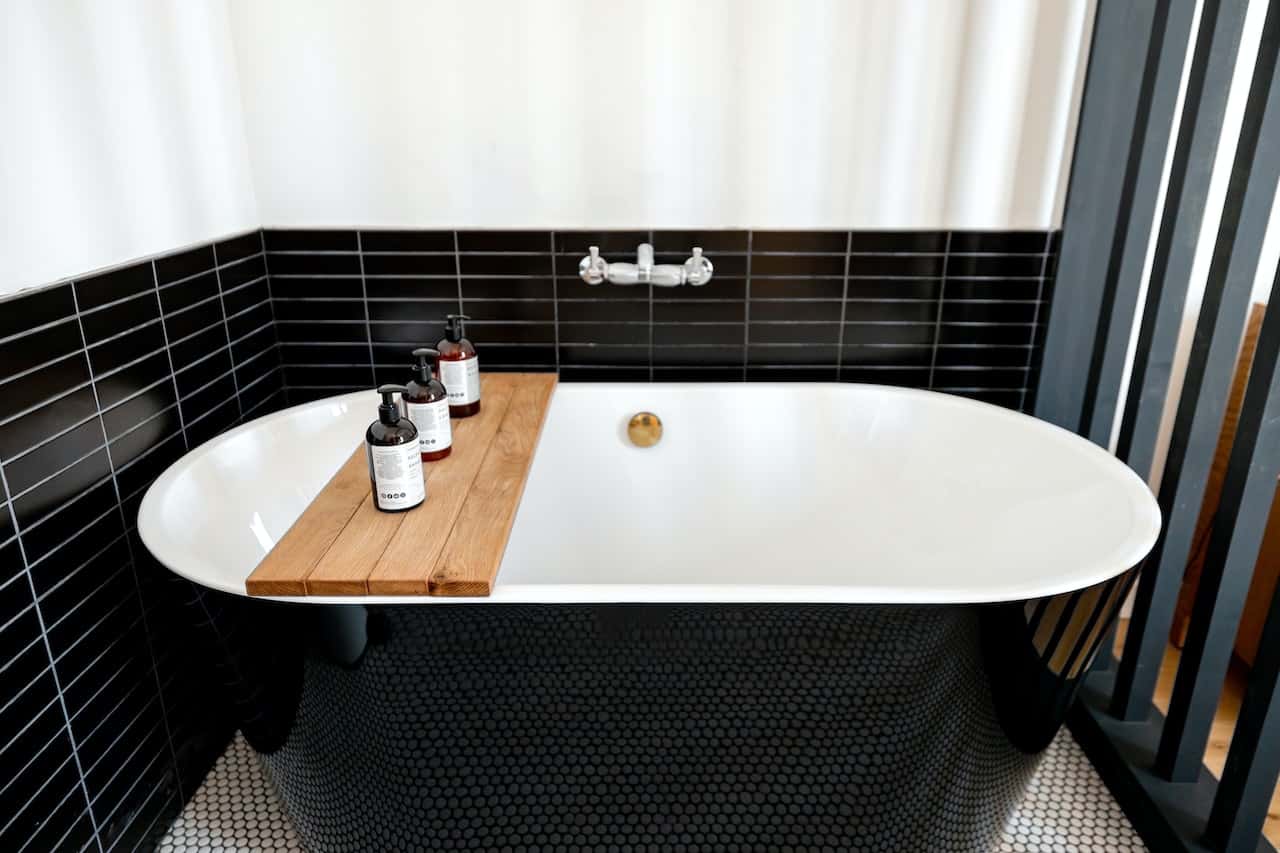 freestanding jacuzzi in the master bedroom