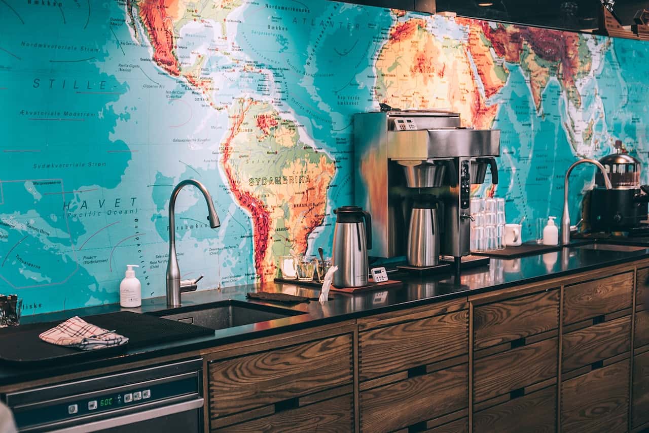 glass world map décor