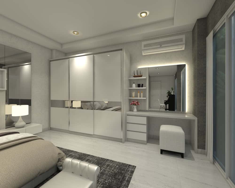 glossy white steel wardrobe