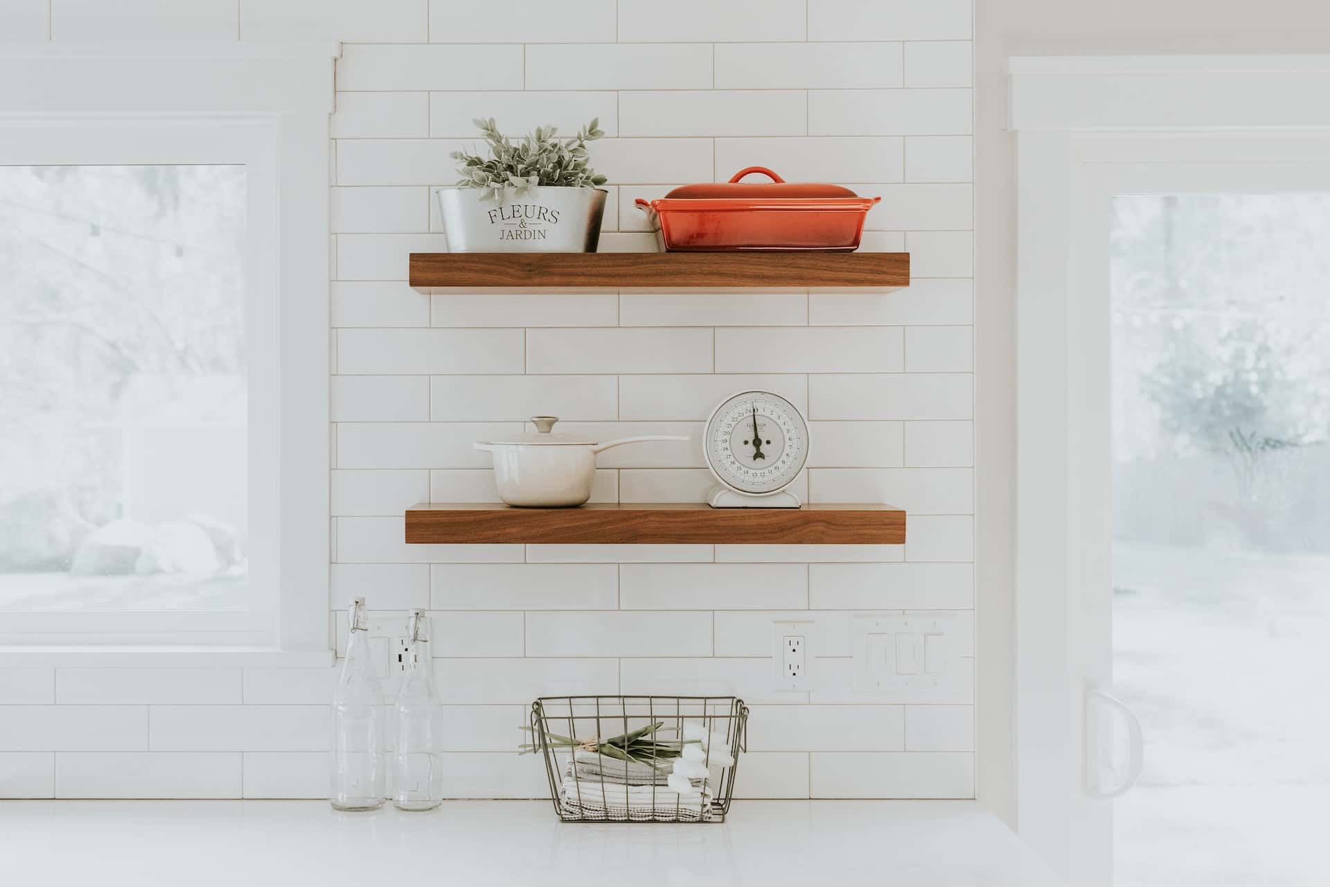 hanging shelves in washing room