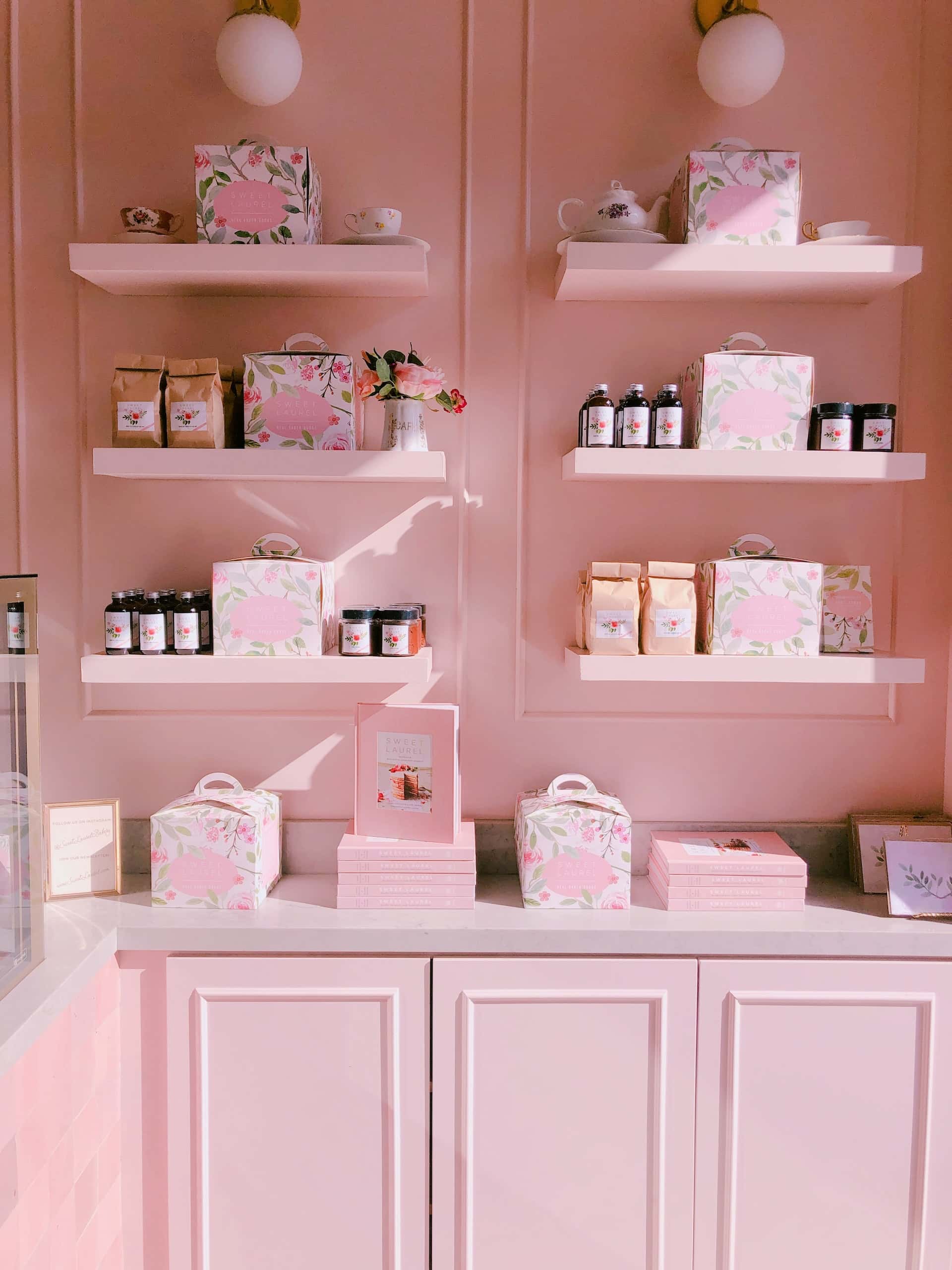 kitchen design pink and white