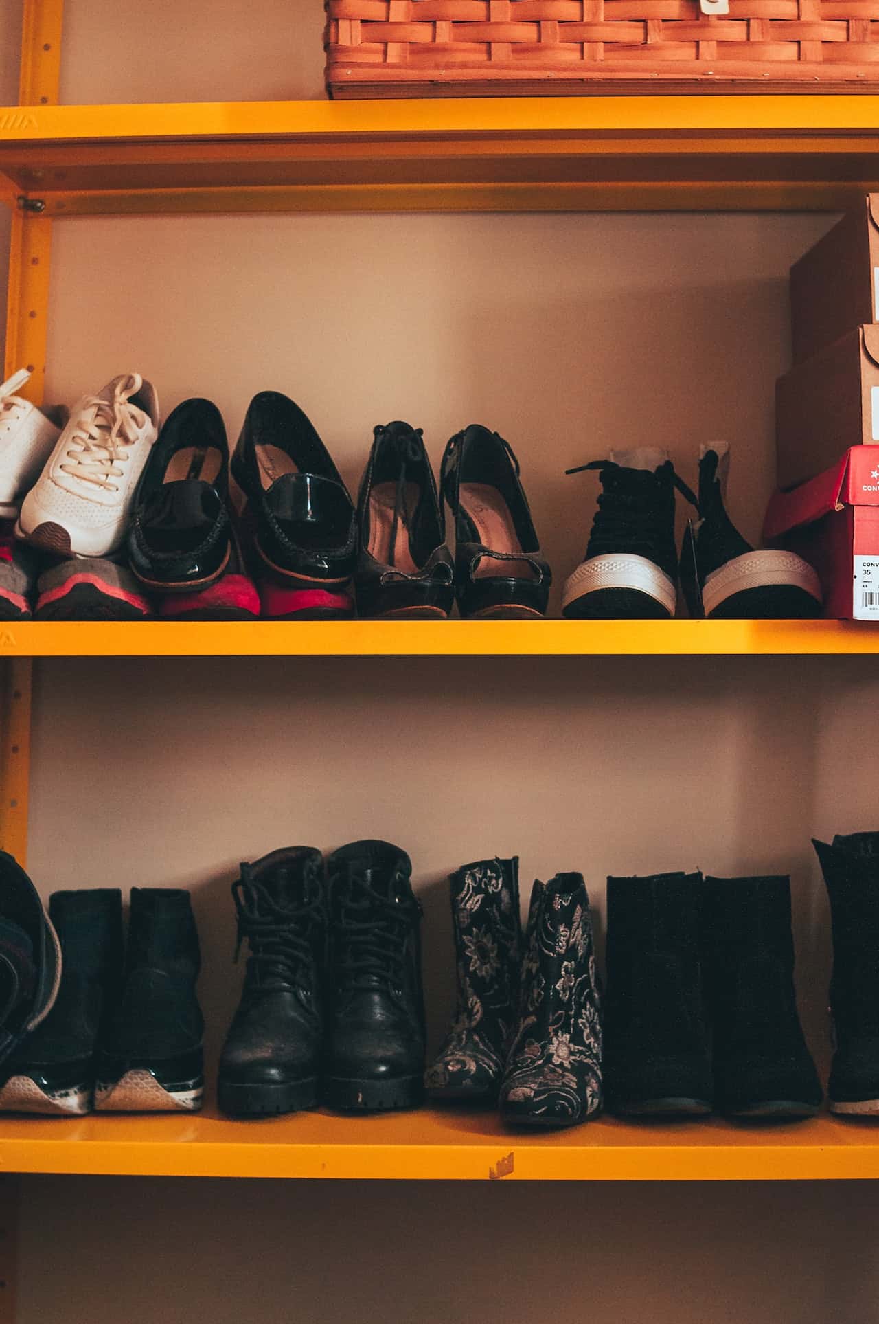 light brown wooden shoe rack
