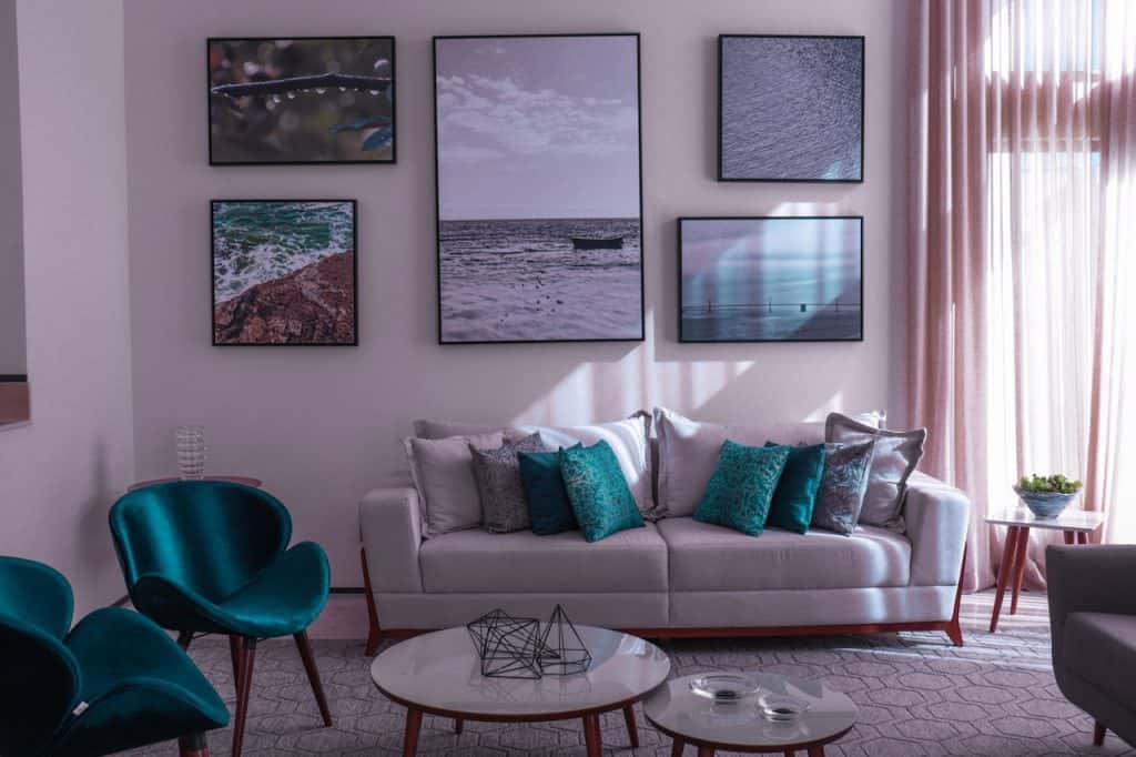 living room with lilac design