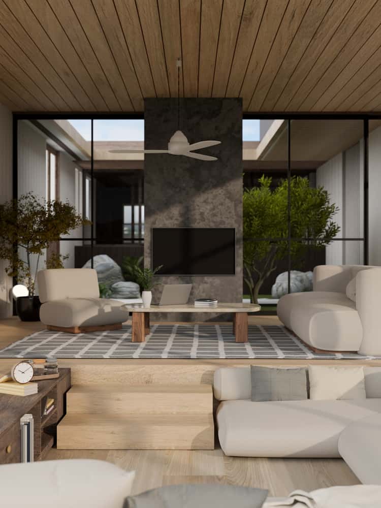 living room with small conversation pits