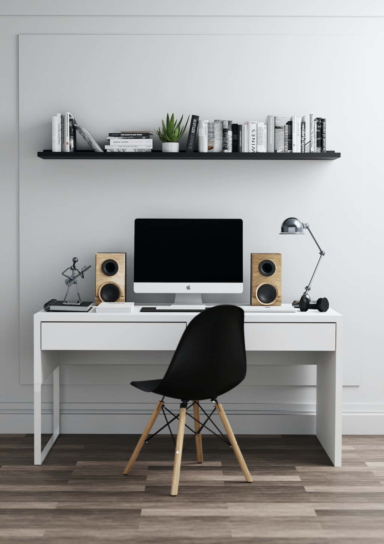modern study table with bookshelf design