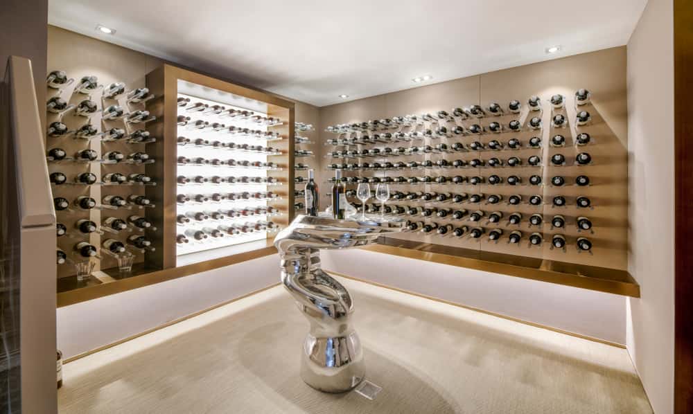 modern style cellar with silver table