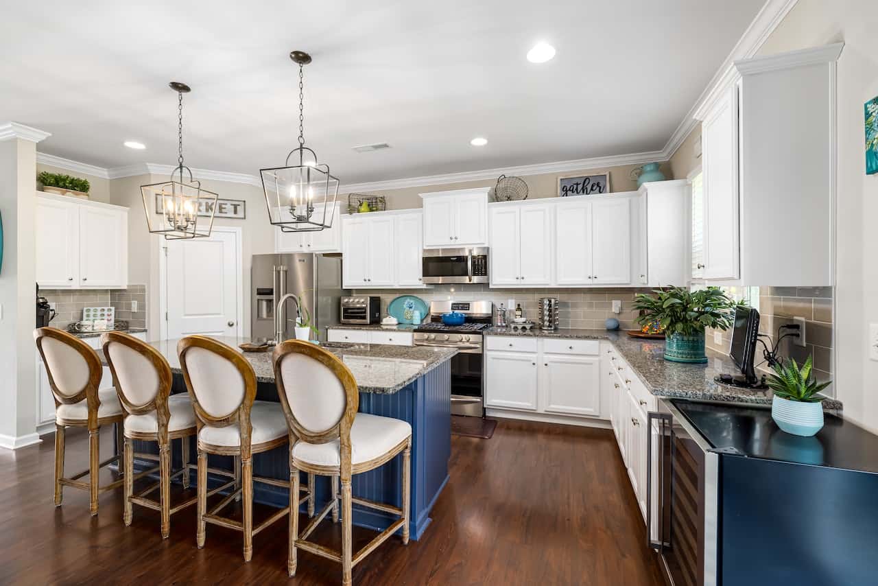 modular kitchen with dining table