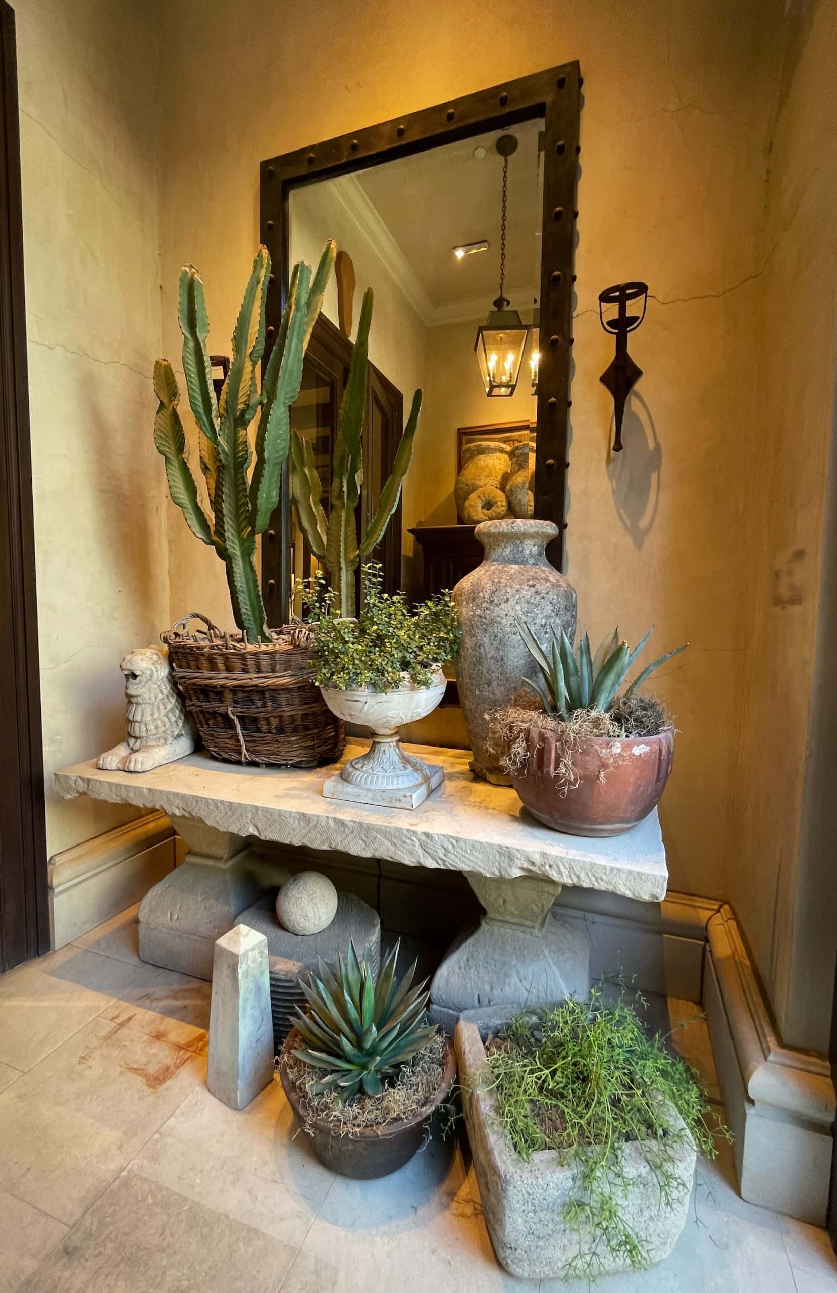 natural stone finish hallway table design