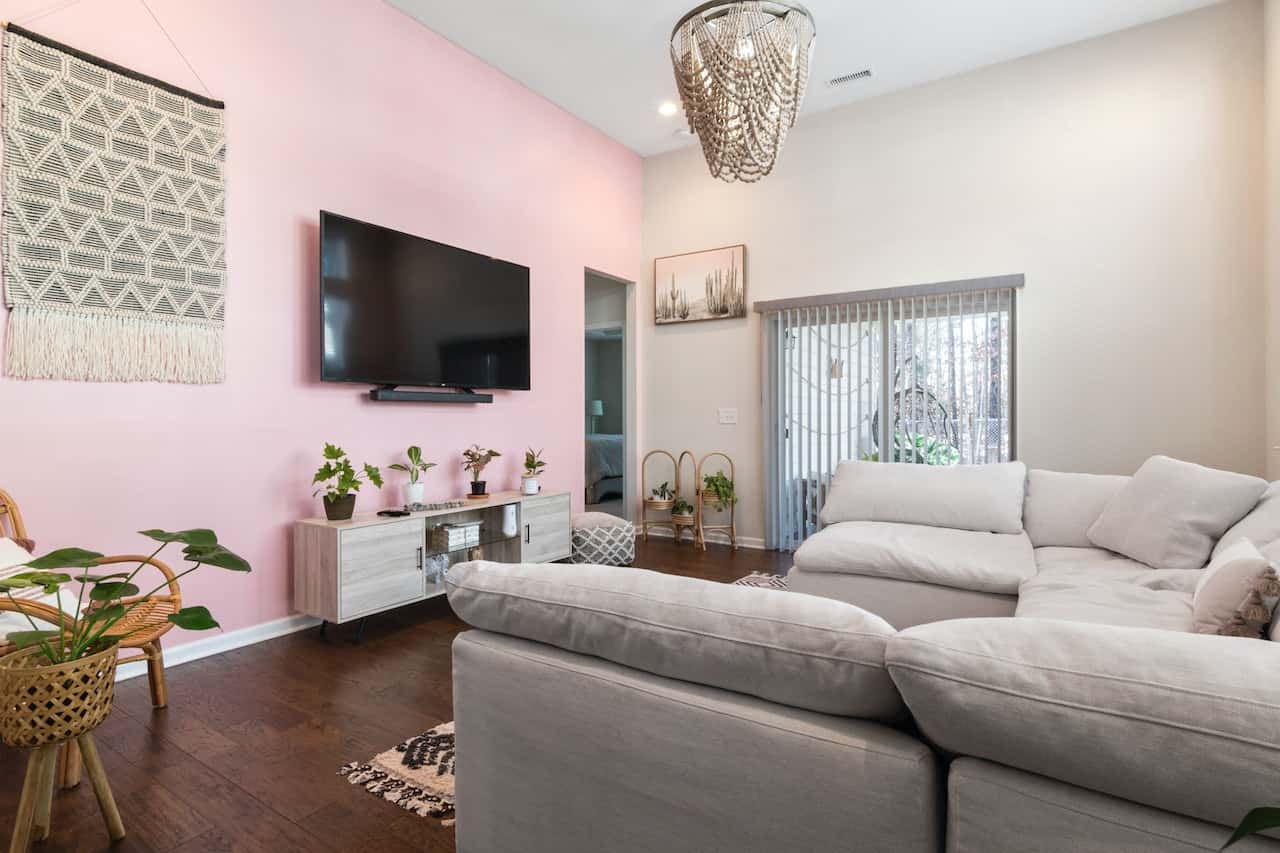 pink accent wall