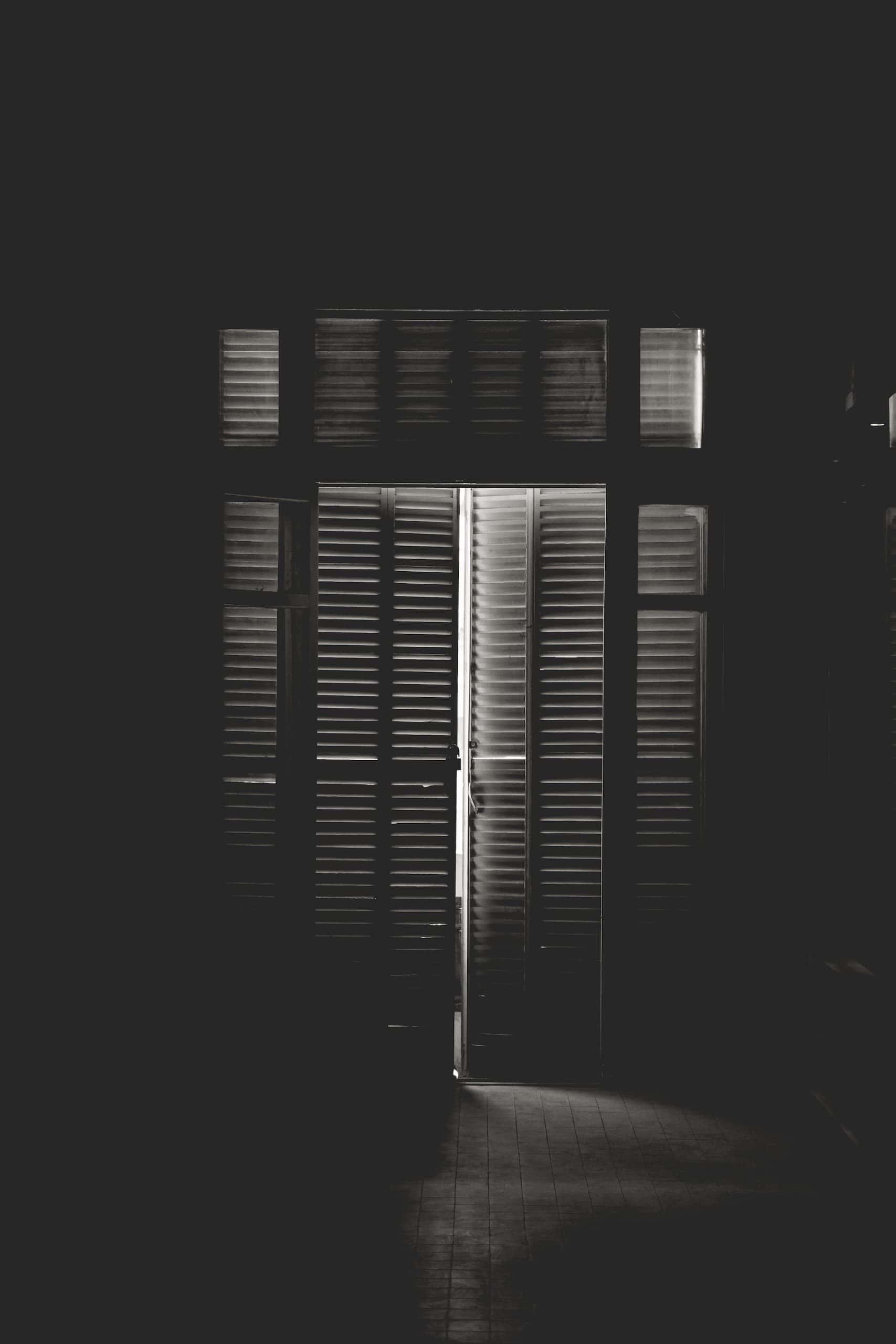 private double door with blinds