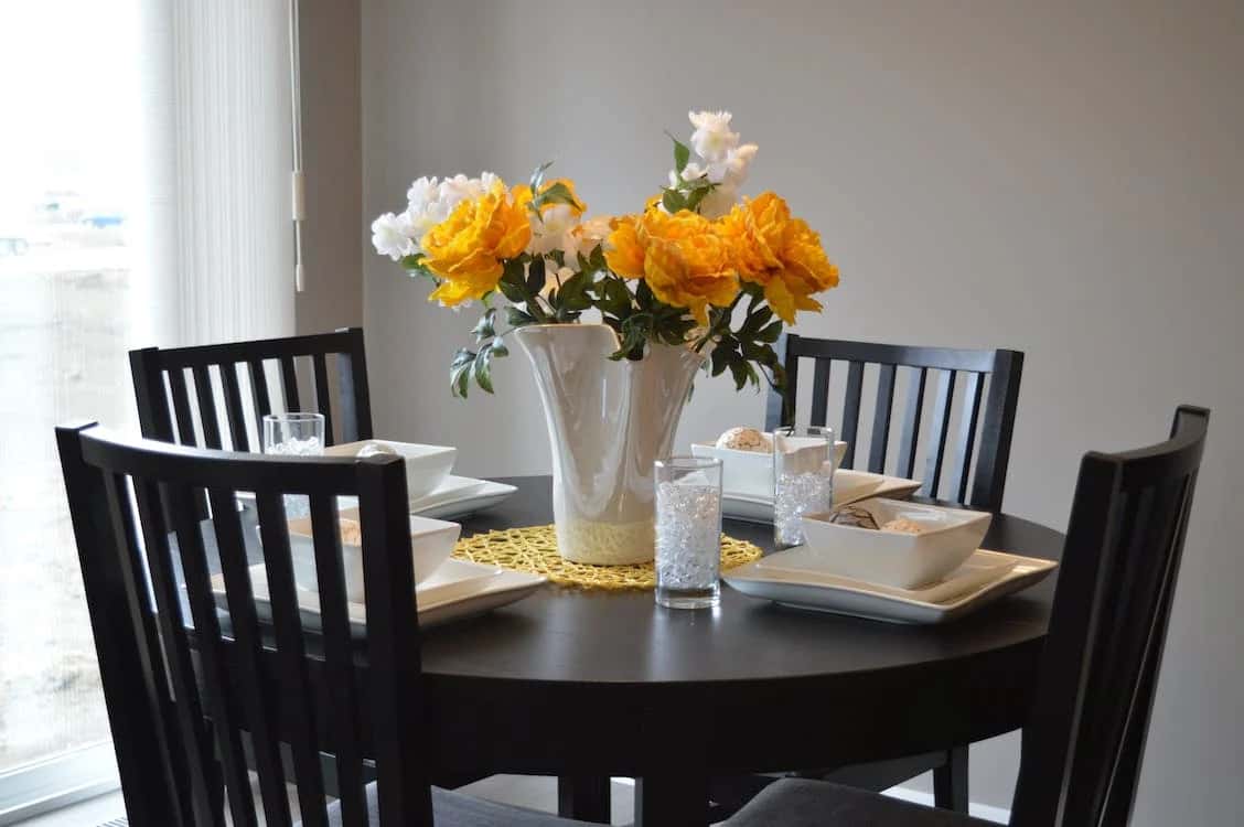 round wooden dining table